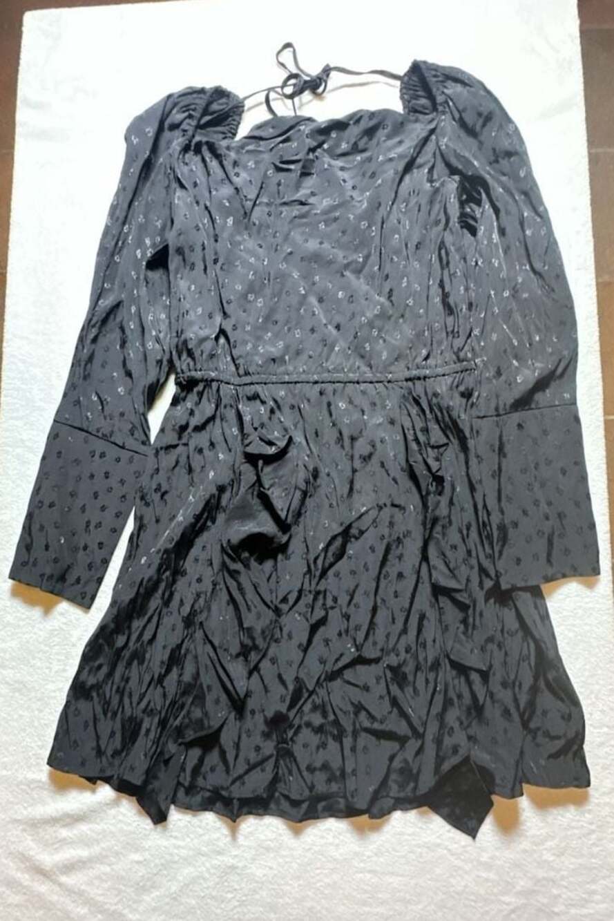 WAYF Black Jacquard Long Sleeve Mini Dress
